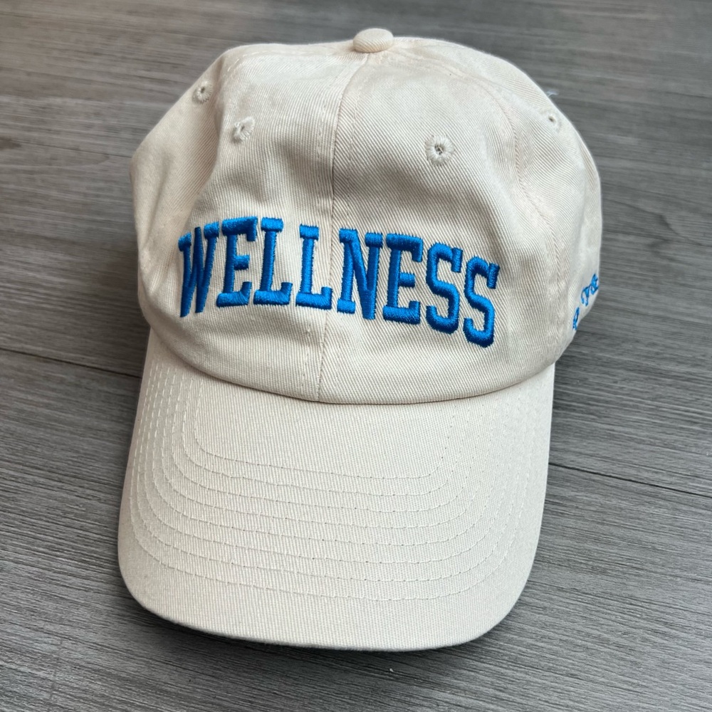 Sporty & Rich Cream Hat with Blue Embroidery